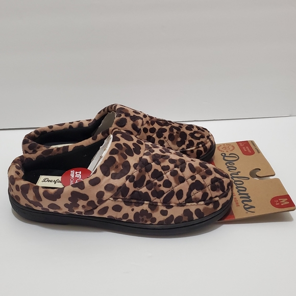 Dearfoams Brown Leopard Print Memory Foam Slippers - Picture 2 of 4
